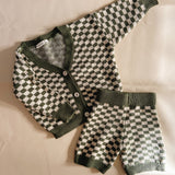 Quincy Checkerboard Knit Set - Moss/Milk