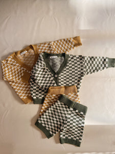 Quincy Checkerboard Knit Set - Dijon/Milk