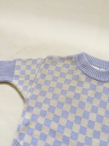 Reef Checkerboard Knit Romper - Lilac/Oat