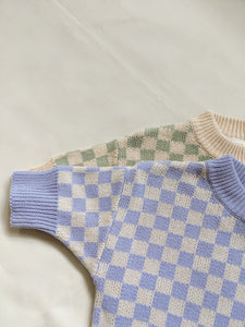 Reef Checkerboard Knit Romper - Lilac/Oat