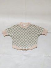 Load image into Gallery viewer, Reef Checkerboard Knit Romper - Sage/Milk