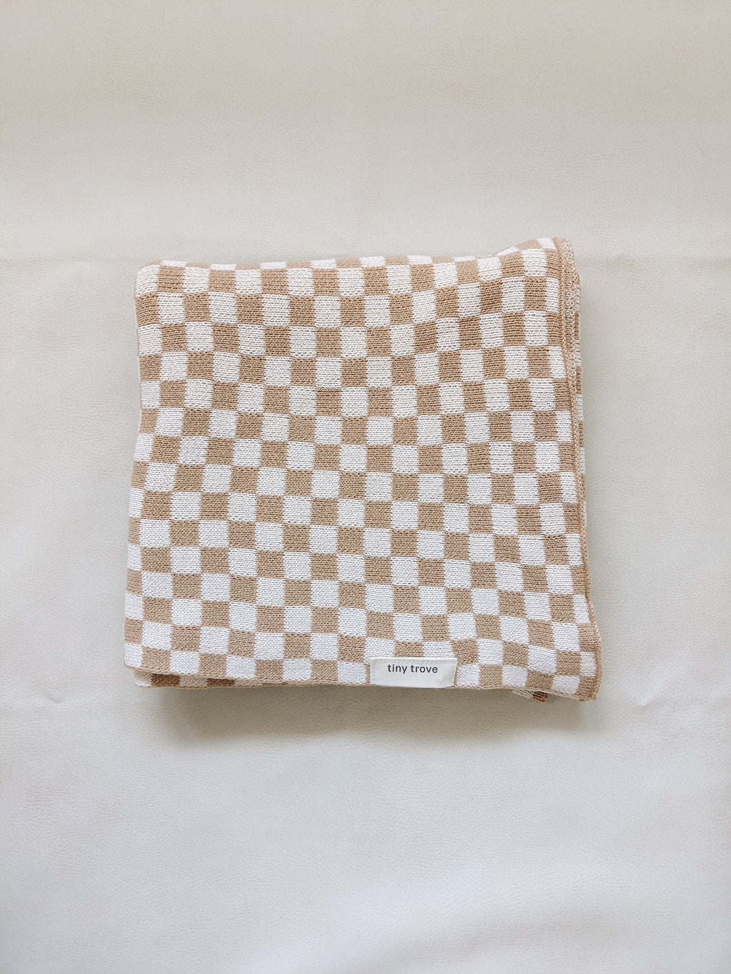 Revie Checkerboard Knit Blanket - Beige