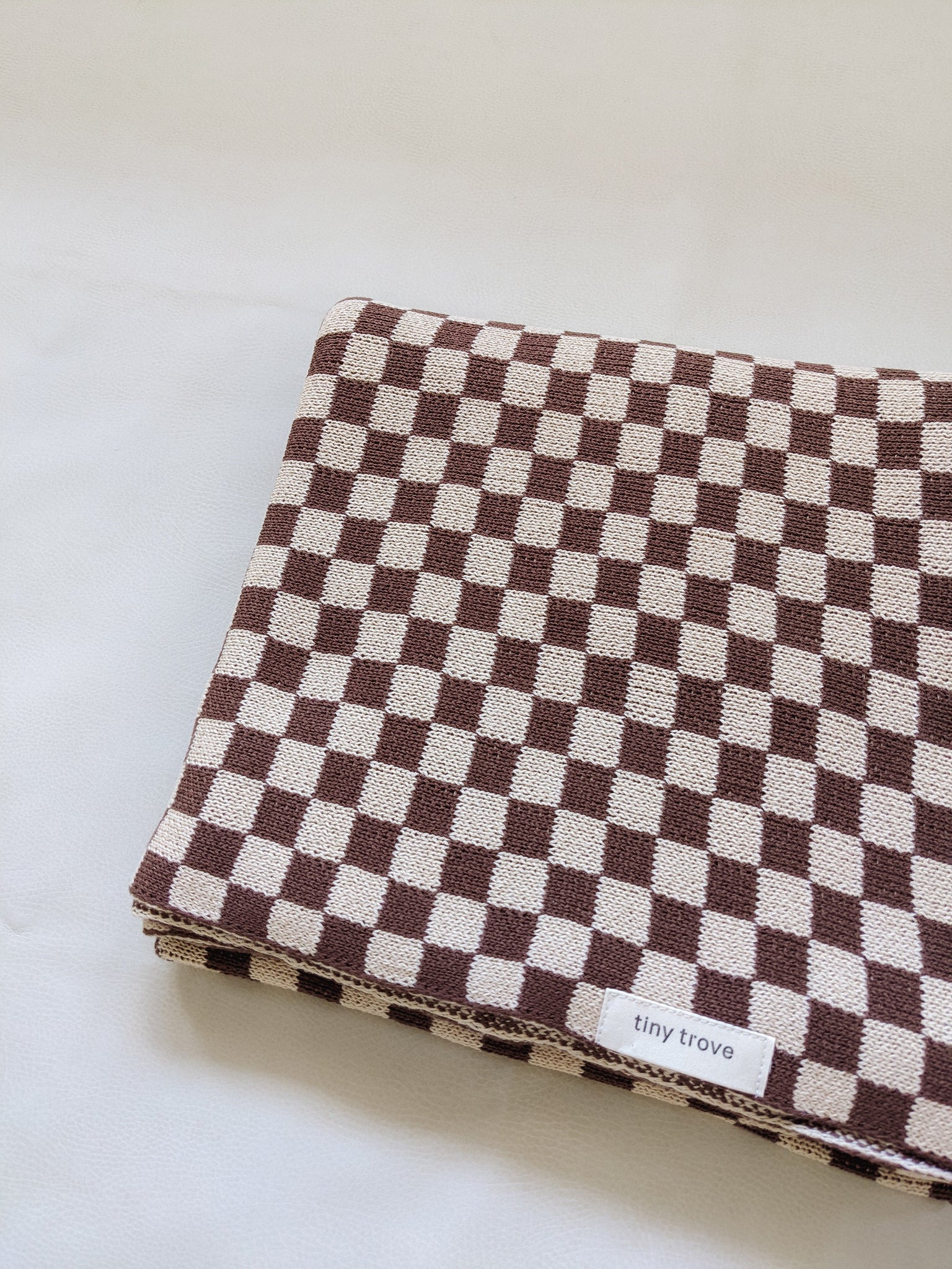 Revie Checkerboard Knit Blanket - Beige – Tiny Trove