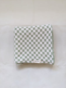 Revie Checkerboard Knit Blanket - Sage