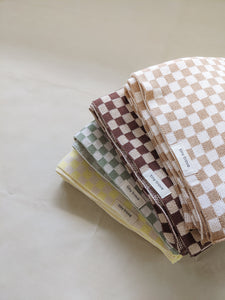 Revie Checkerboard Knit Blanket - Lemon