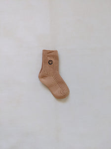 Ribbed Face Socks - Almond