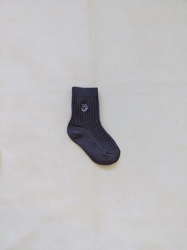 Ribbed Face Socks - Charcoal