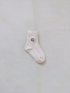 Ribbed Face Socks - Milk