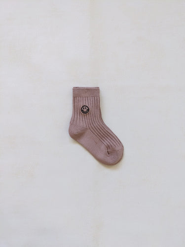 Ribbed Face Socks - Taupe