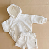 Rumi Logo Hoodie Shorts - Milk (Black Logo)