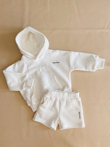 Rumi Logo Hoodie Shorts - Milk (Black Logo)