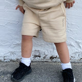 Rumi Logo Hoodie Shorts - Beige
