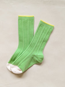 Sherbet Ribbed Socks - Lime
