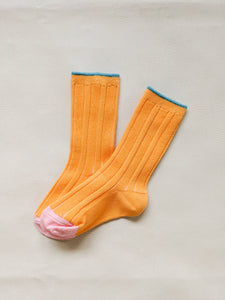 Sherbet Ribbed Socks - Orange