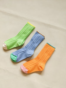 Sherbet Ribbed Socks - Blue