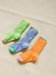 Sherbet Ribbed Socks - Lime