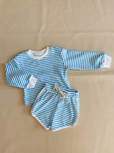Load image into Gallery viewer, Soley Terry Towelling Set - Azure Blue Stripe