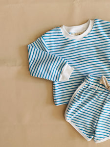Soley Terry Towelling Set - Azure Blue Stripe
