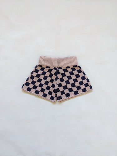 Spencer Checkerboard Knit Shorts - Navy