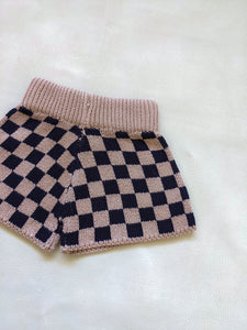 Spencer Checkerboard Knit Shorts - Navy