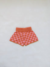Load image into Gallery viewer, Spencer Checkerboard Knit Shorts - Orange