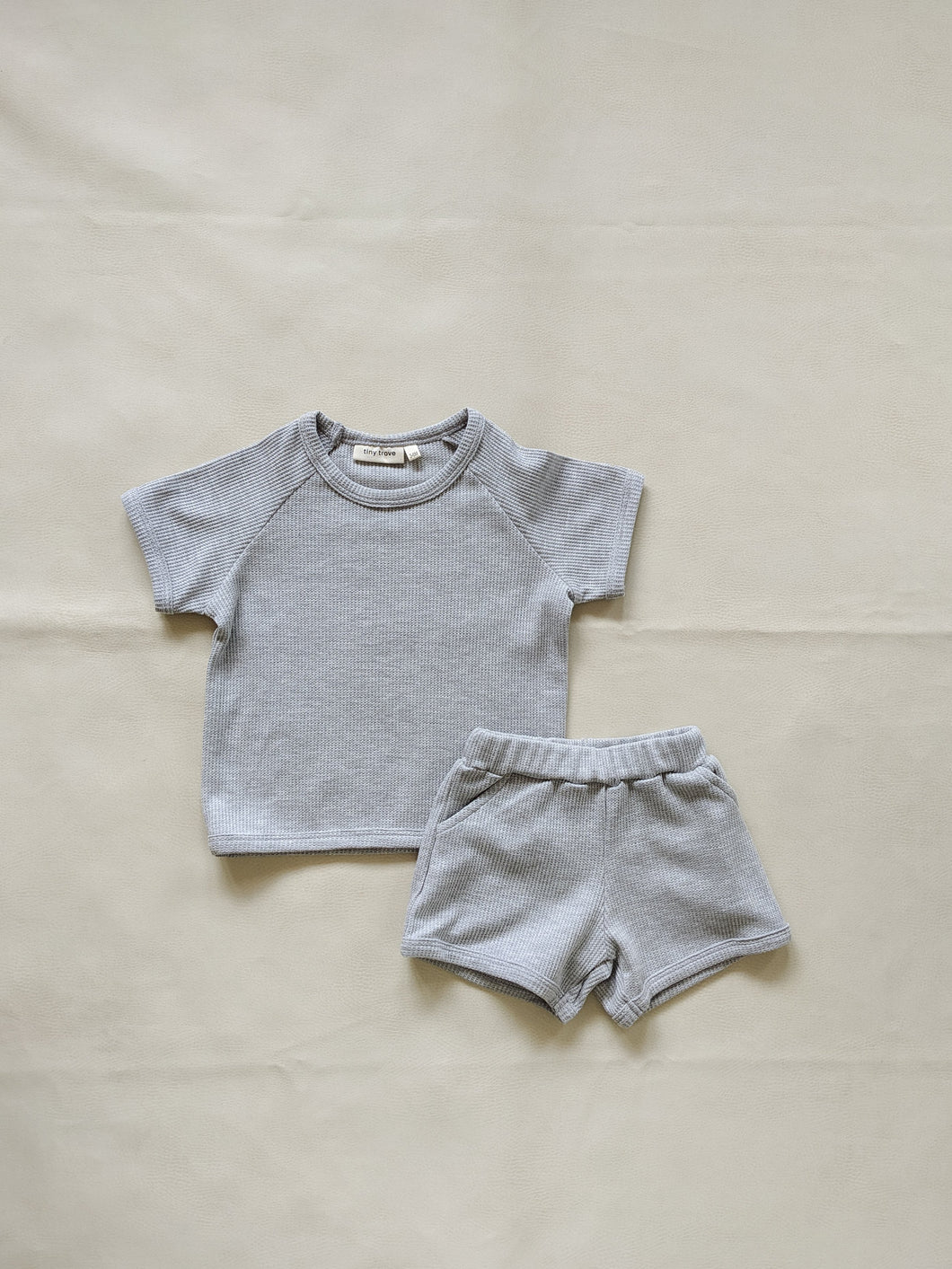 Teddy Waffle Cotton Set - Grey