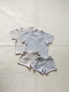 Teddy Waffle Cotton Set - Grey