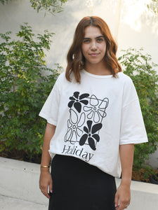 Adult Holiday Relaxed Tee - White/Black