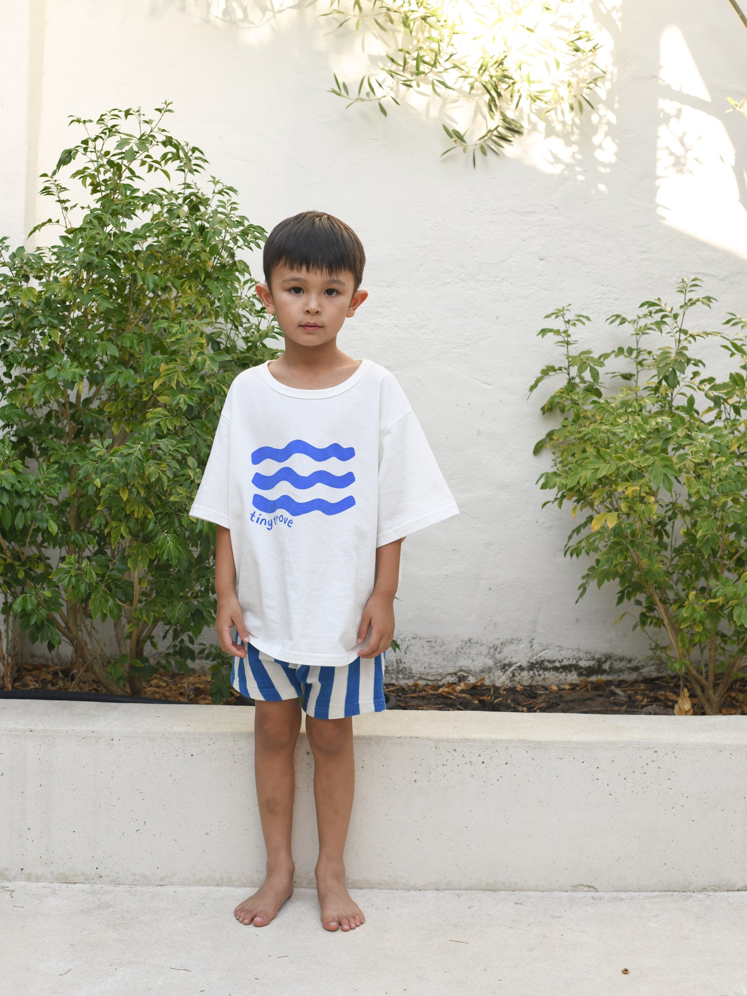 Pippa Terry Towel Striped Shorts Blue Tiny Trove