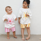 Pippa Terry Towel Striped Shorts - Yellow