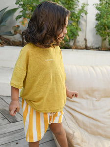 Pippa Terry Towel Striped Shorts - Yellow