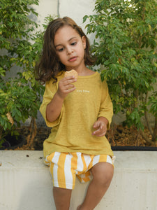 Pippa Terry Towel Striped Shorts - Yellow