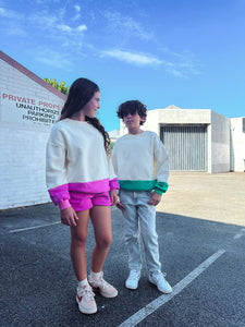 Teen Frankie Colour Block Jumper - Green