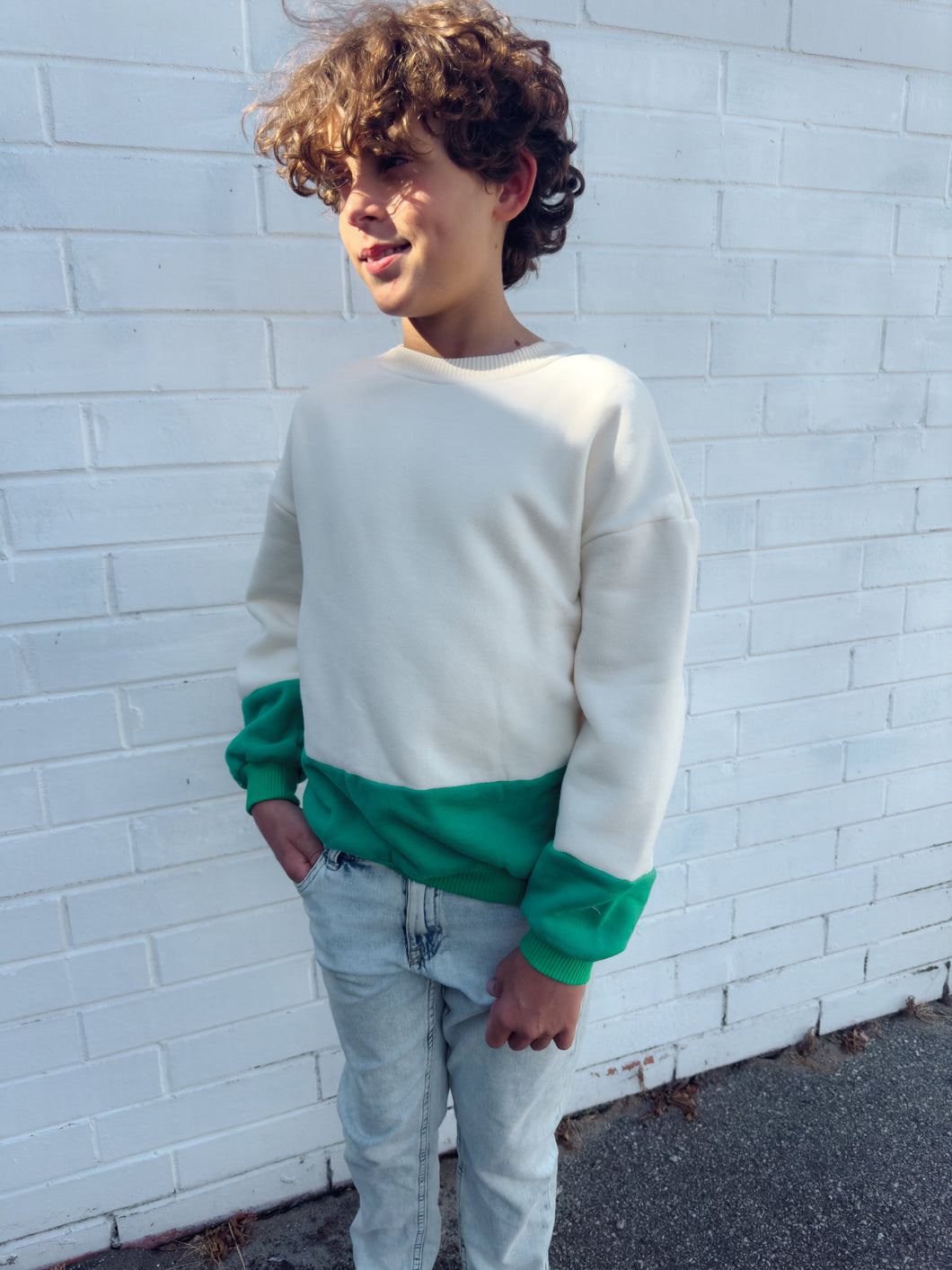 Teen Frankie Colour Block Jumper - Green