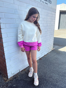 Teen Frankie Colour Block Jumper - Pink