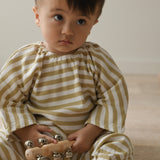 Indigo Ribbed Cotton Stripe Set - Beige/White