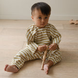 Indigo Ribbed Cotton Stripe Set - Beige/White