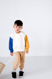 Juno Colour Block Jumper - Mustard/Cobalt