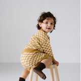 Quincy Checkerboard Knit Set - Dijon/Milk