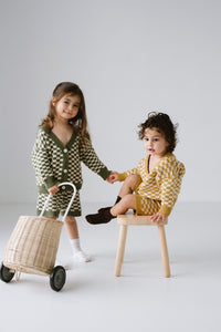 Quincy Checkerboard Knit Set - Moss/Milk