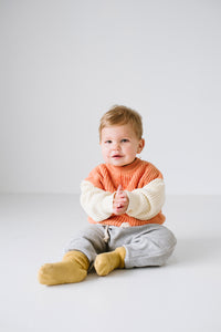 Martin Colour Block Knit Jumper - Amber/Beige