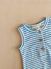 Load image into Gallery viewer, Uma Terry Towel Bodysuit - Azure Blue Stripe