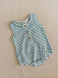 Uma Terry Towel Bodysuit - Fern Stripe