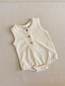 Uma Terry Towel Bodysuit - Lemon Stripe