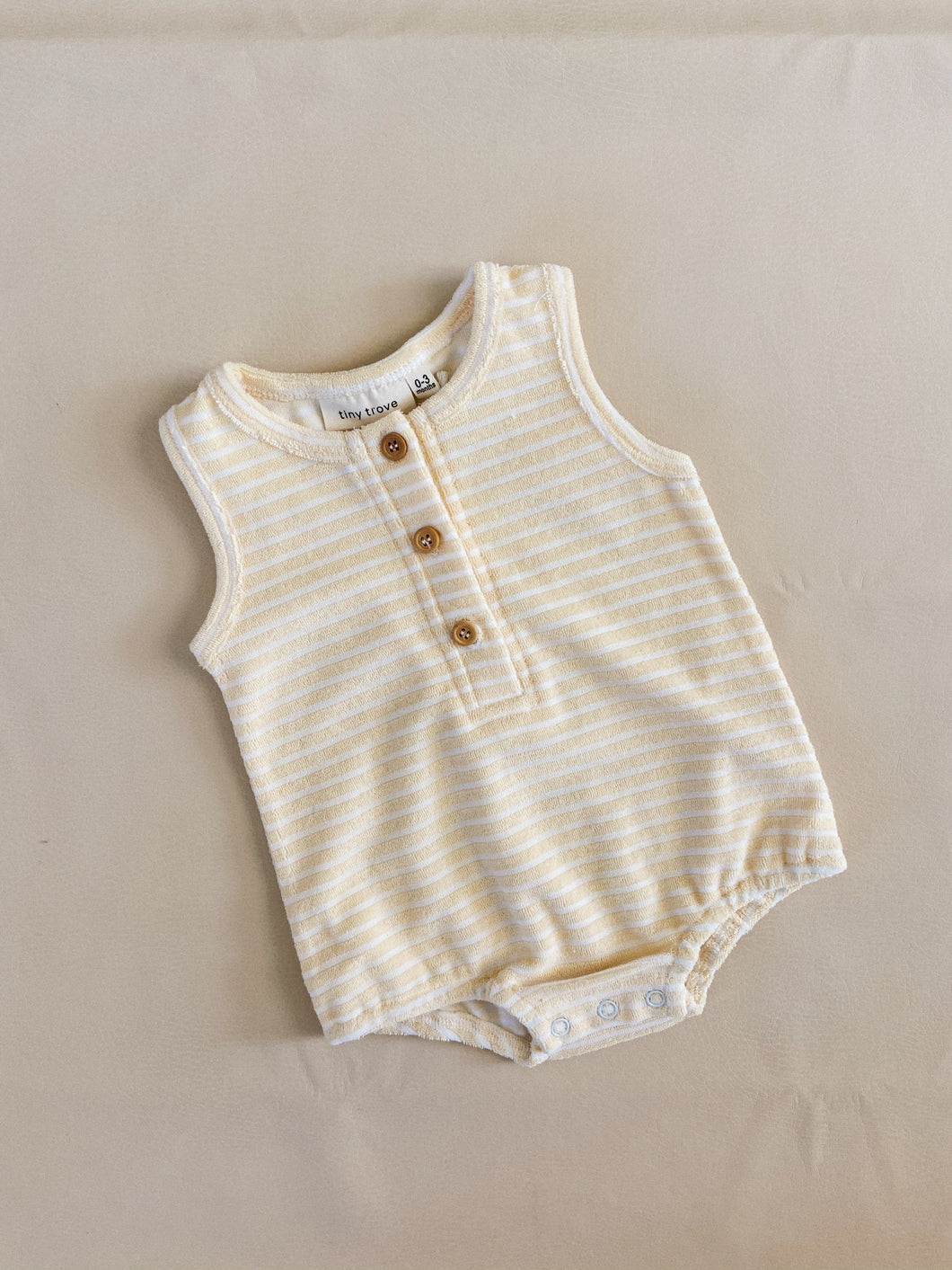 Uma Terry Towel Bodysuit - Lemon Stripe