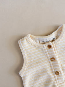Uma Terry Towel Bodysuit - Lemon Stripe