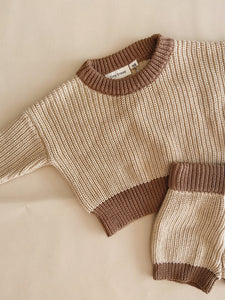 Watson Contrast Knit Set - Caramel/Cocoa