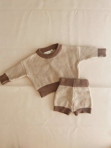 Watson Contrast Knit Set - Caramel/Cocoa