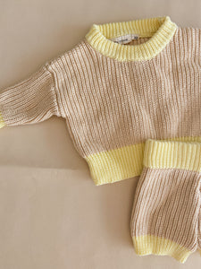 Watson Contrast Knit Set - Caramel/Yellow