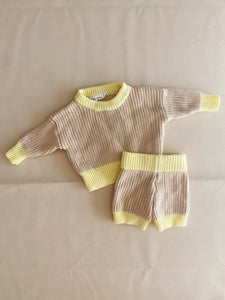 Watson Contrast Knit Set - Caramel/Yellow